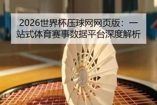 2026世界杯压球网网页版：一站式体育赛事数据平台深度解析